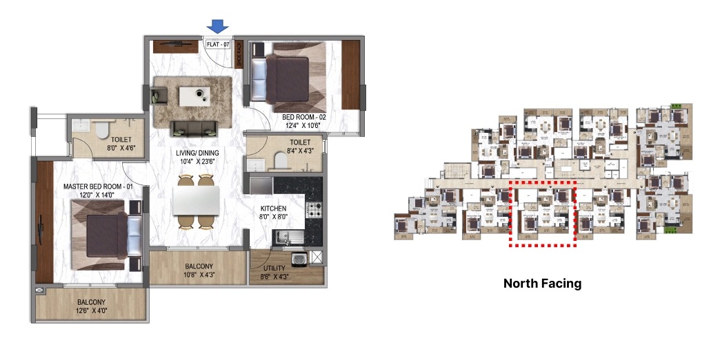 2 BHK Floor Plan